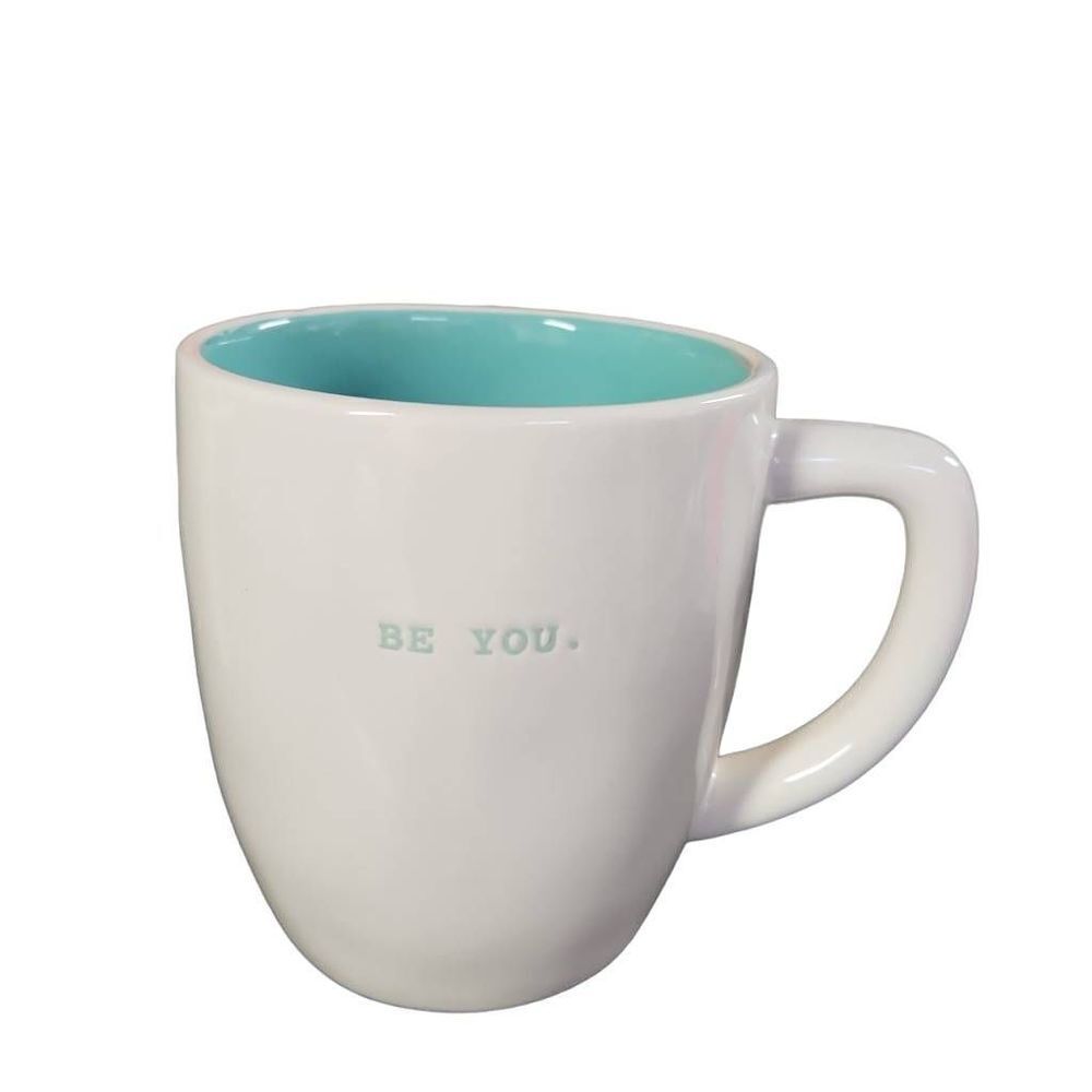 Rae Dunn Teal White Be You Coffee Mug